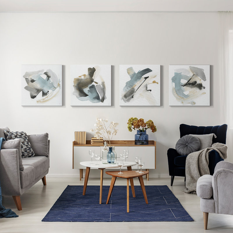 Renditions Gallery - Ensemble de 4 reproductions d'art sur toile encadrées, H 24 po x l 24 po x P 4,5 po