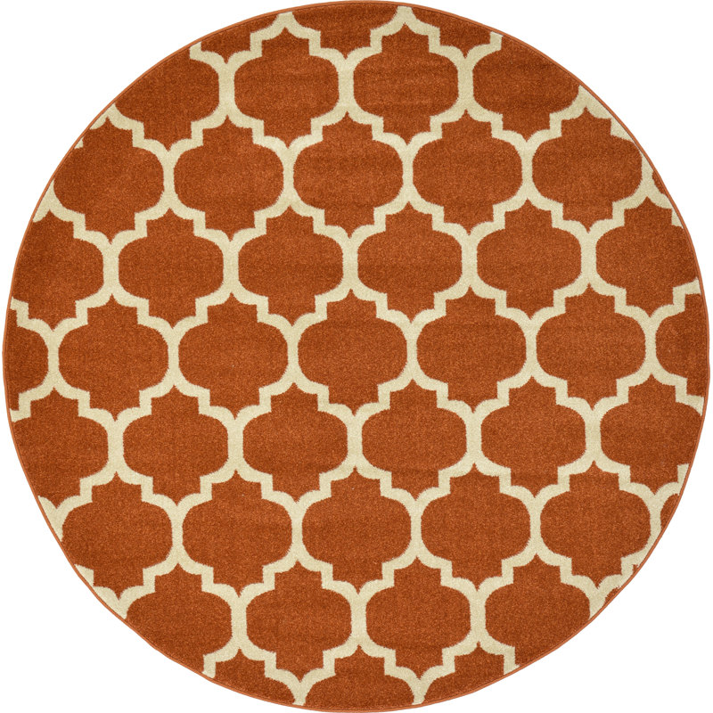 Tapis à motif géométrique crème Molly, Rond 6 pi 1 po