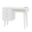 Ensemble de chambre à coucher 3 pièces avec cadre de lit en bois, 1 table de chevet rétro et 1 coiffeuse de maquillage avec tabouret-109942501
