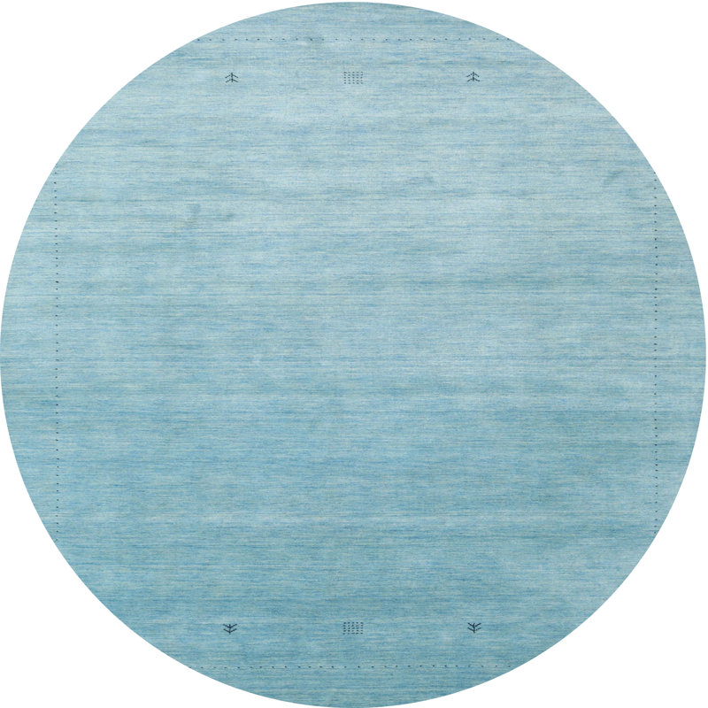 Tapis de zone bleu contemporain, Rond 5 pi