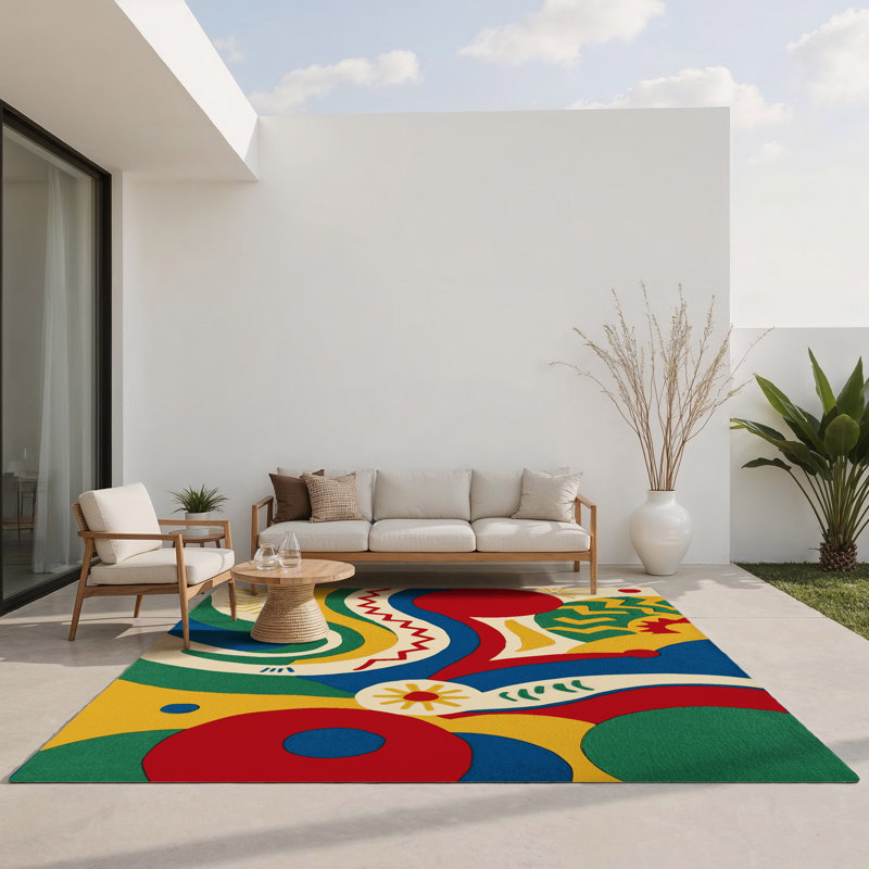 Tapis intérieur et extérieur Dazzling Doodle, Rectangulaire 3 pi x 5 pi