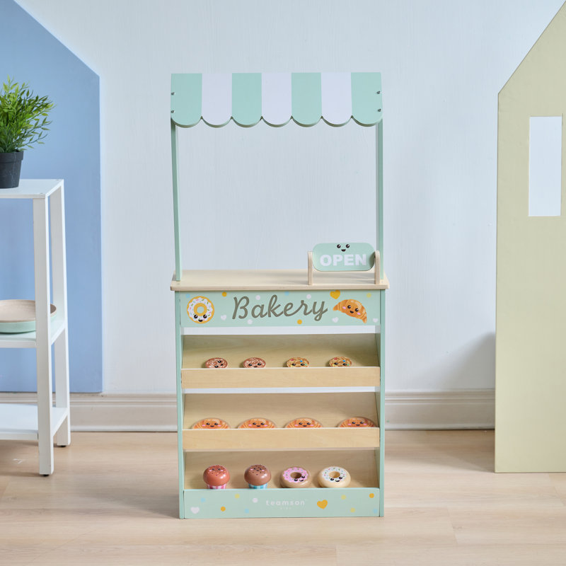 Support de boulangerie en bois Teamson Kids Jolly Pals avec 12 pièces de pâtisserie