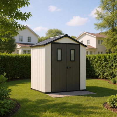 Outdoor Storage Shed With Lockable Doors, Metal Frame, Wind & Snow Resistant For Backyard Use