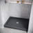 48 in. x 36 in. Alcove Acrylic Shower Base in Glossy Black With Center Drain, Drain Included-115183594