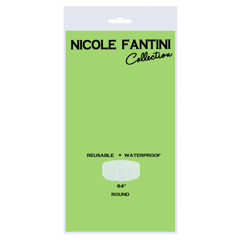 Nicole Fantini Plastic Disposable Round Tablecloth 84", Lime Green