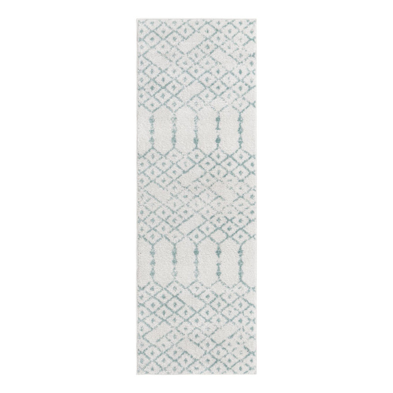 Tapis ivoire à motif géométrique ivoire d'Igon, Tapis de couloir 2 pi x 6 pi