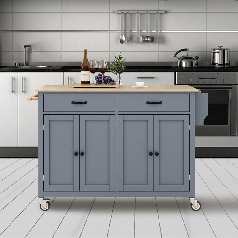 Ayyan 54.33 " W Kitchen Cart, Gray