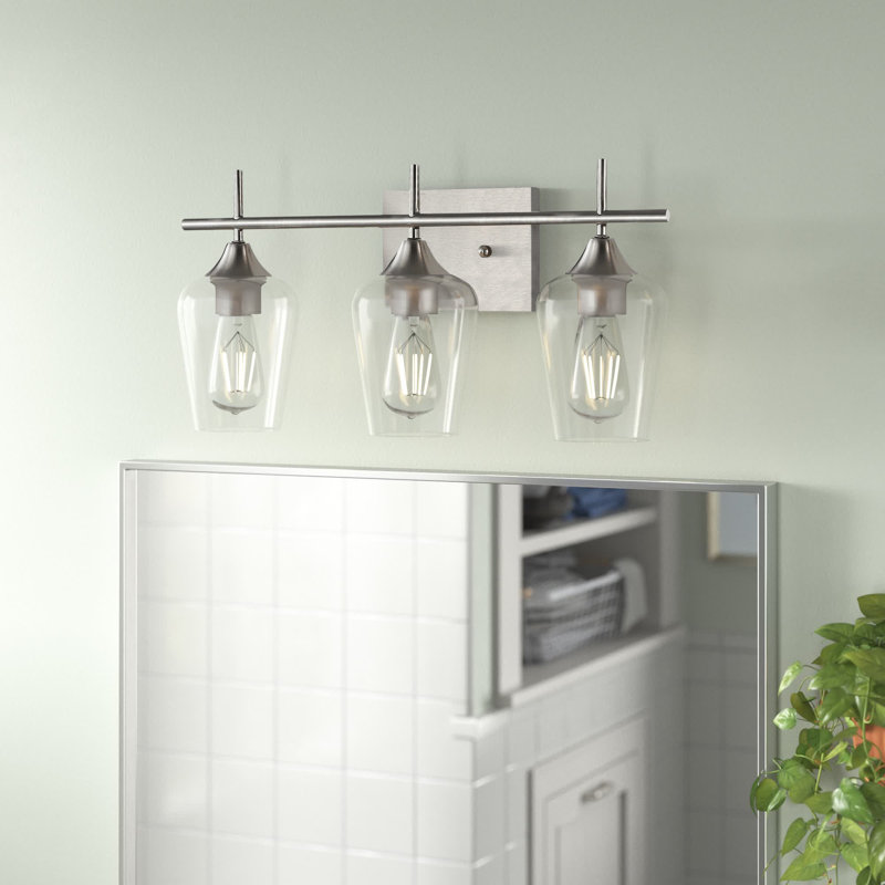 Éclairage de salle de bain à intensité variable 3 lumières Farfan, Noir, Transparent