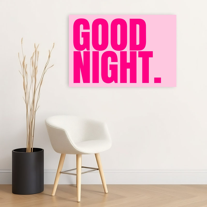 «Good Night Pink Message», impression murale moderne audacieuse, 24" H x 36" W