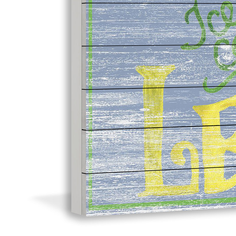 Limonade jaune-art textuel sur bois sans cadre, H 15 po x l 45 po x P 1,5 po