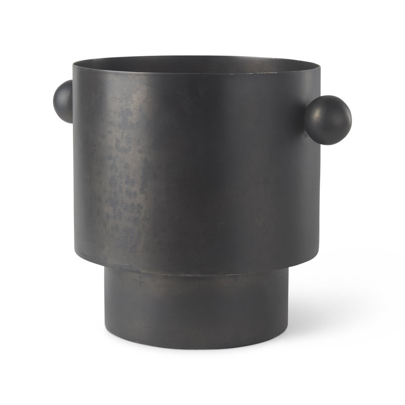 Vase de table en métal Legler, H 8,5 po x l 8 po x P 11 po, Noir