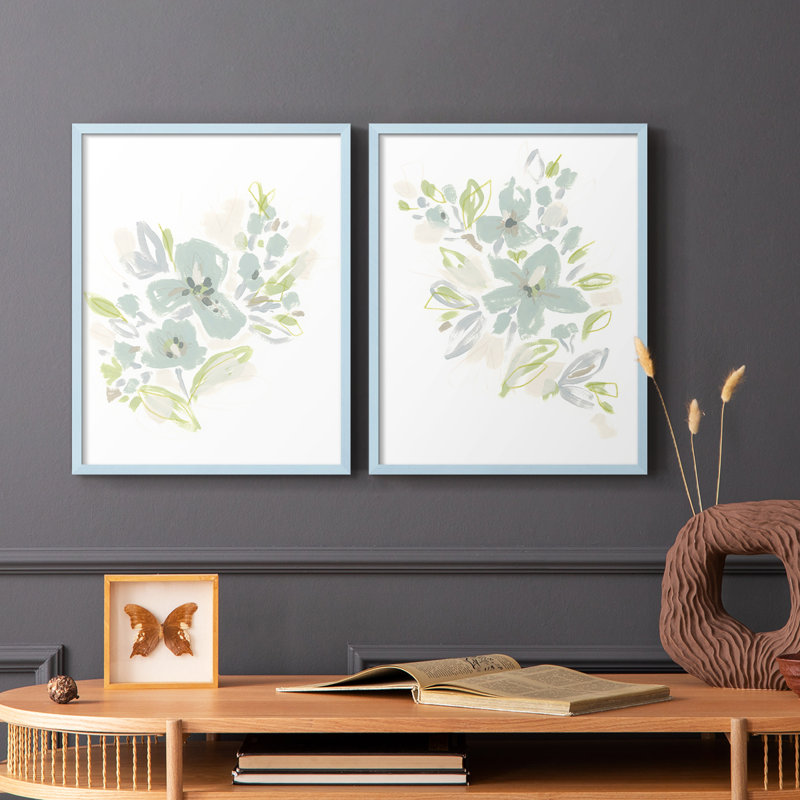 Seafoam Petals III - reproduction encadrée de qualité supérieure - prête à être accrochée - aucun clou requis - aucun clou requis
