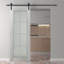 Porte de grange lambrissée préfinie en bois et verre sans trousse de quincaillerie d'installation-93023964-93023948