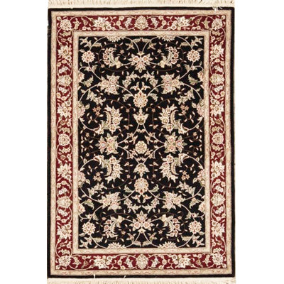Hand-Knotted High-Quality Black and Wine Area Rug
