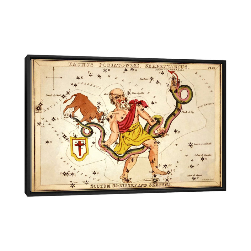 « ophiuchus, 1825 » par reproduction d’art sur toile Sidney Hall, H 18 po x l 26 po x P 1,5 po, Toile avec cadre noir