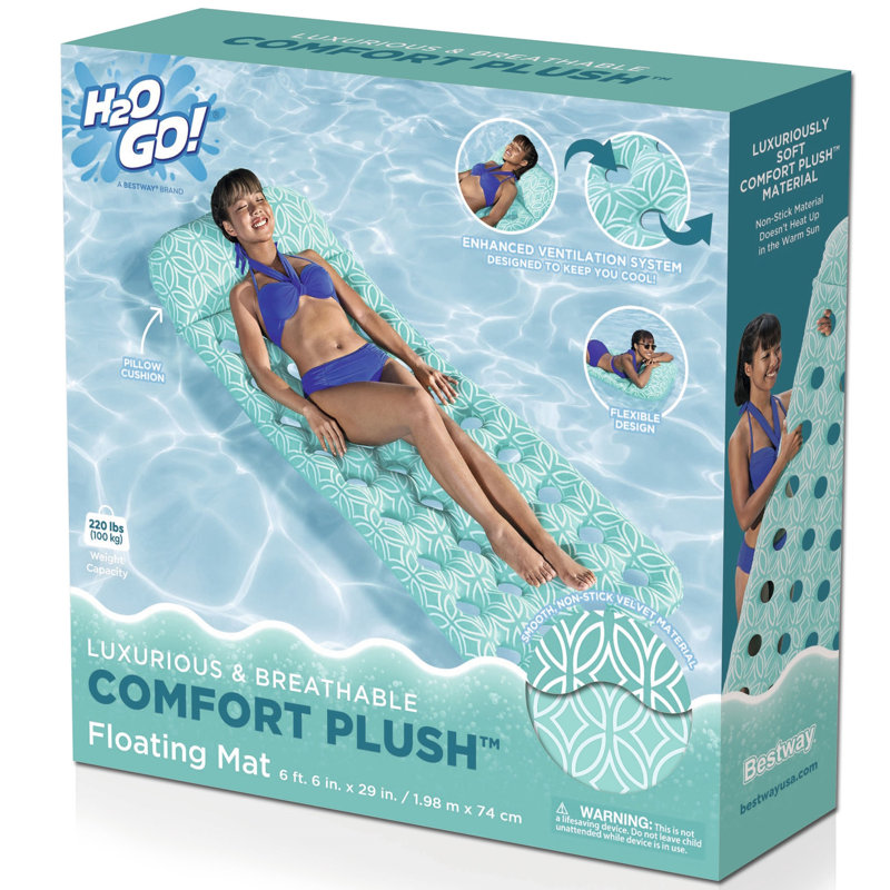 Bestway H2OGO! Tapis de piscine flottant Comfort Plush 6 pi 6 po x 29 po