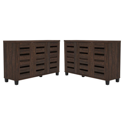Armoire de rangement à chaussures en bois manufacturé 3 portes Lismore