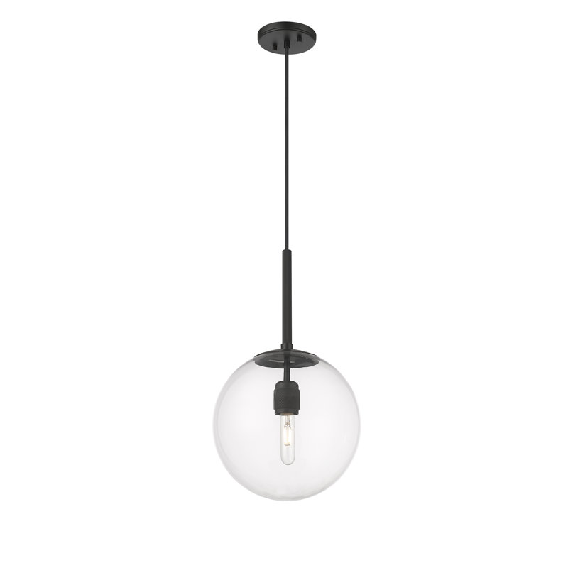 Sola 12" Wide 1-Light Pendant, Matte Black, Matte Black, Transparent