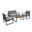 Ensemble de meubles de patio 4 pièces pour balcon, véranda, jardin, jardin, jardin, pelouse, plateau en bois d'acacia, coussin brun et beige Morden-1427724395