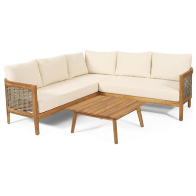 4-PCS SOFA CONVERSATION SET W/ BEIGE CUSHION