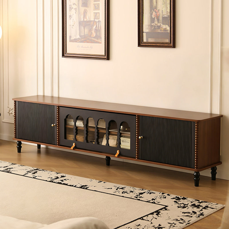 Meuble télé rétro en bois manufacturé noir, 94.49