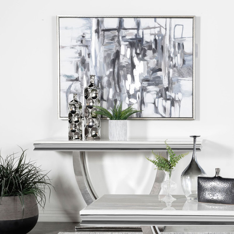 Table de canapé rectangulaire en U Durante, blanche et chromée Durante, parfaite pour un décor moderne et minimaliste.