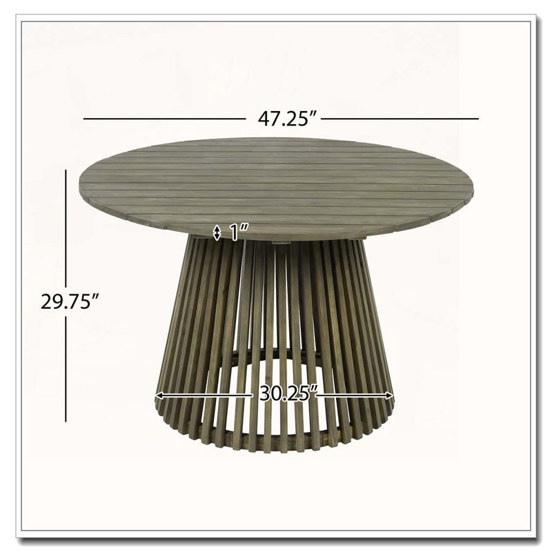 Table de salle à manger d'extérieur en bois d'acacia, Gris