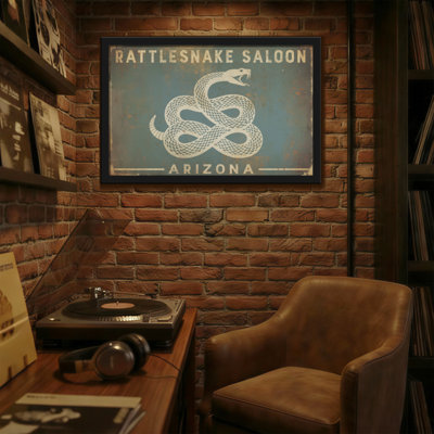 Animals Rattlesnake Saloon Arizona Sign Pattern