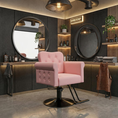 Professional Salon Barber Chair with Hydraulic Lift and 360° Swivel, Heavy Duty PU Leather Styling Chair with High-Density Foam