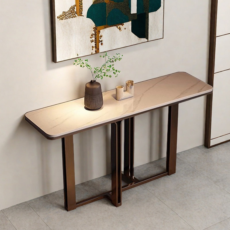 Table de hall d'entrée italienne de luxe, H 33,5 po x l 59,1 po x P 13,8 po, Blanc