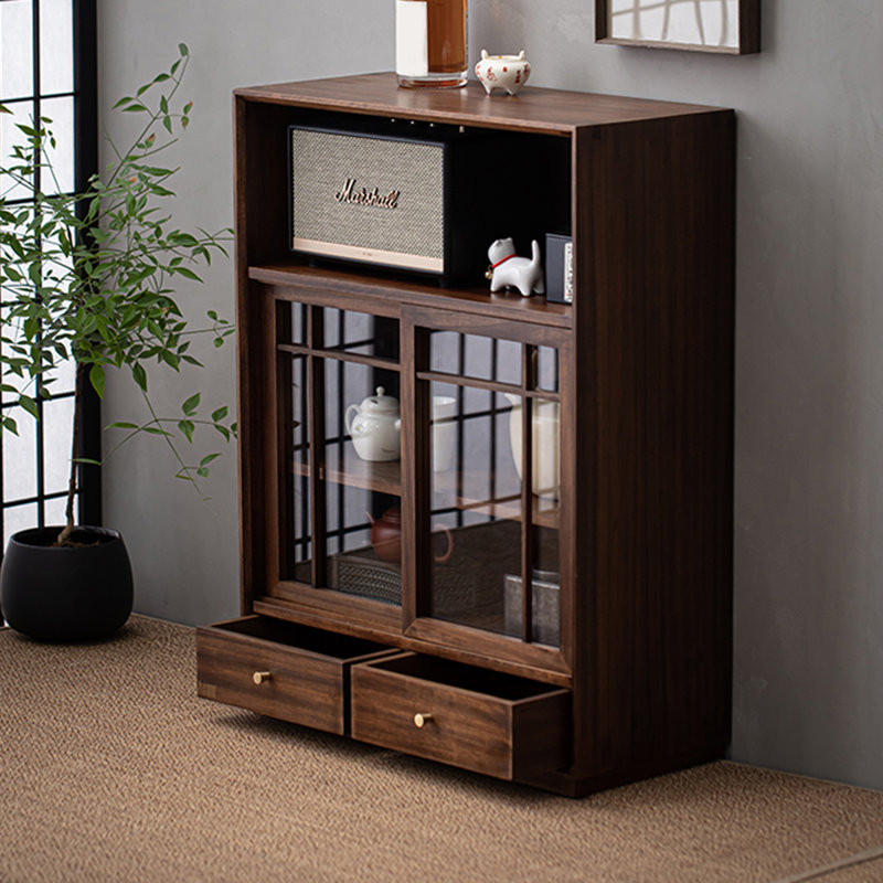 Modern Black Solid Wood Sideboard