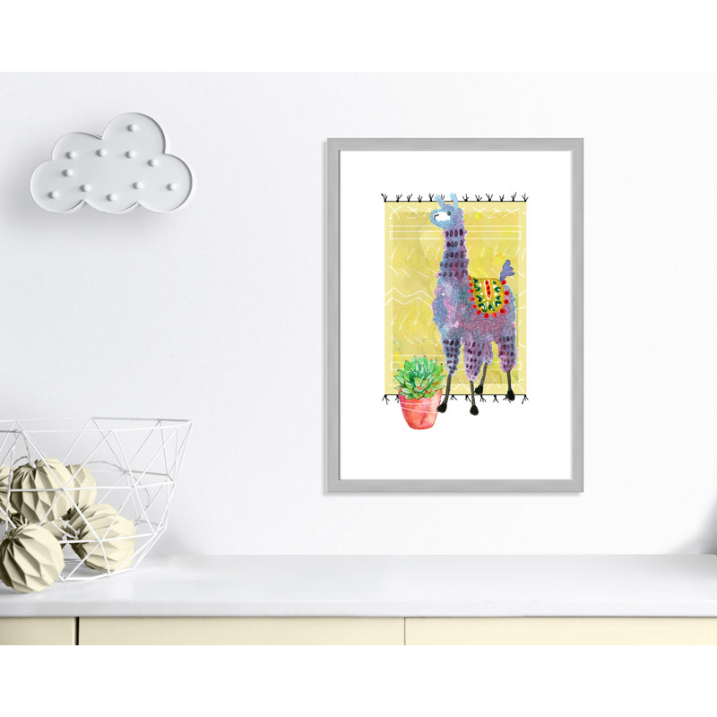 « jolie llama ii », art sur toile, H 36,5 po x l 26,5 po x P 0,625 po, Cadre argenté