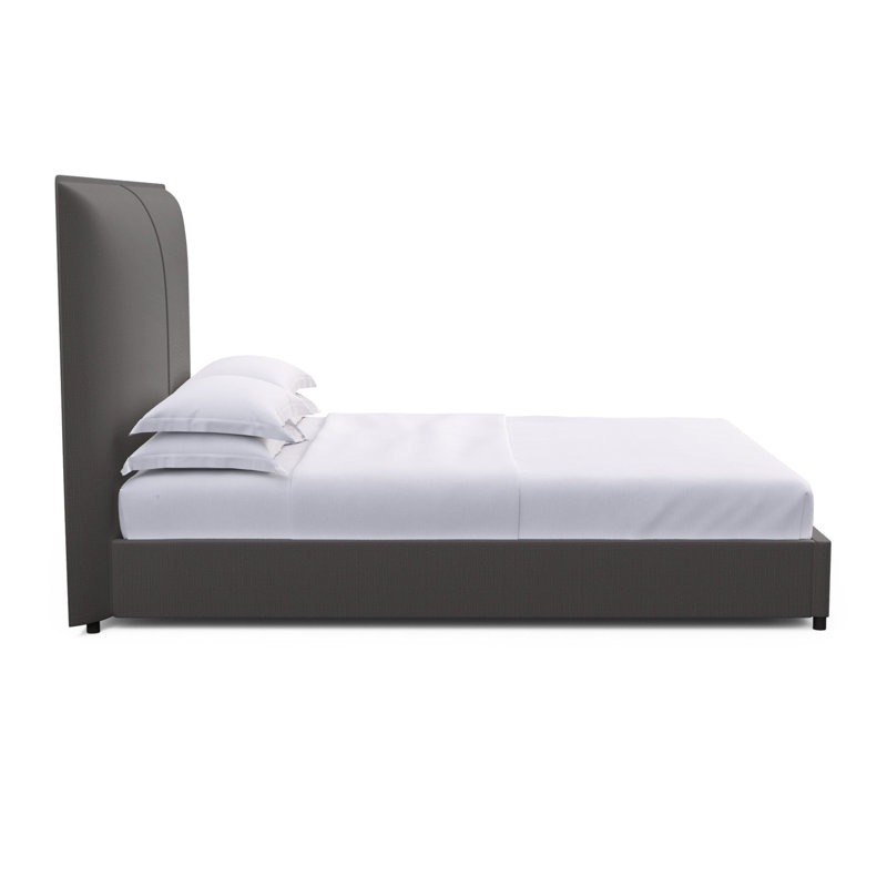 Mansfield Upholstered Bed, Full, Box Weave Linen Graphite, Weathered