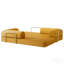 Canapé-lit compact contemporain, revêtement en velours côtelé couleur gingembre, design modulaire, en mousse, 1 pièce