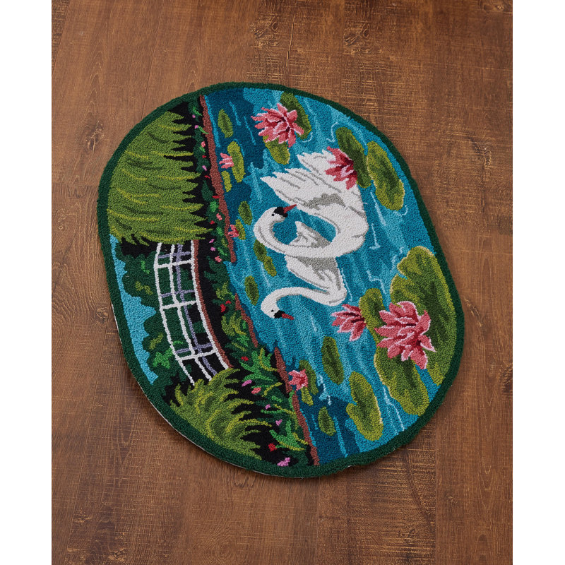 Tapis anti-fatigue cygnes avec fleur de lotus