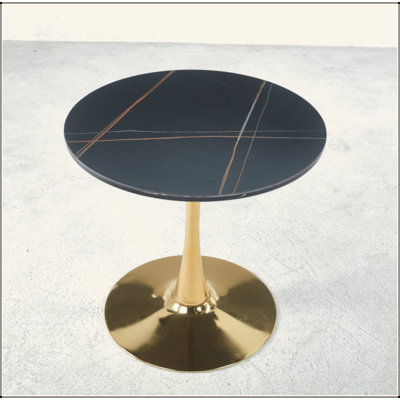 Table Mid-Century Dining Table For 2-4 People With Round Mdf Table Top, Pedestal Dining Table, End Table Leisure Coffee Table, MDF Top