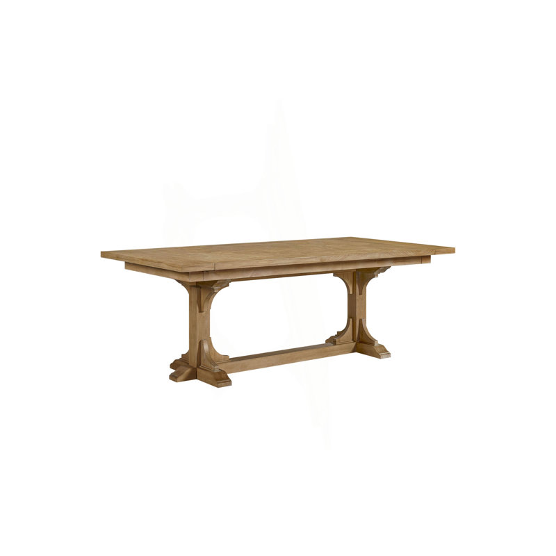 Table à tréteaux contemporaine minimaliste, H 30 po x l 144 po x P 44 po, Beige