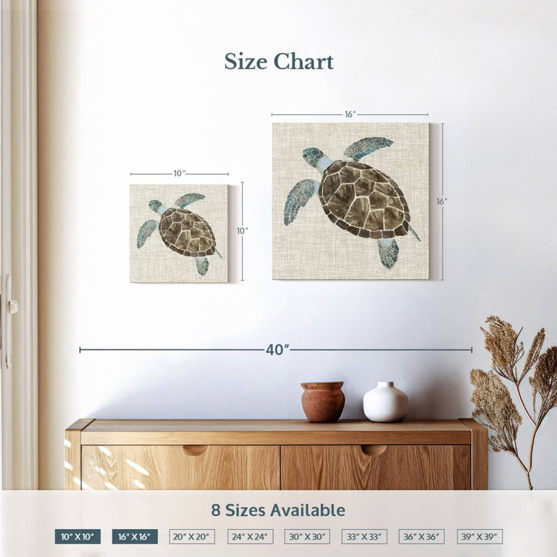 Brampt Linen Sea Turtle I, 16" H x 16" W