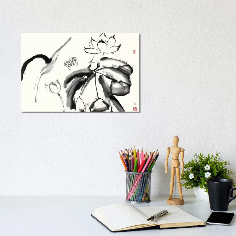 Lotus Study III by Nan Rae - Wrapped Canvas Painting, 20.32 cm H x 30.48 cm W