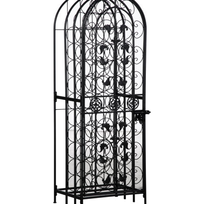 45 Wrought Iron Wine Shelf With Lock - Black, Modernistic Design, Organizer Enchanting , Practical Holder