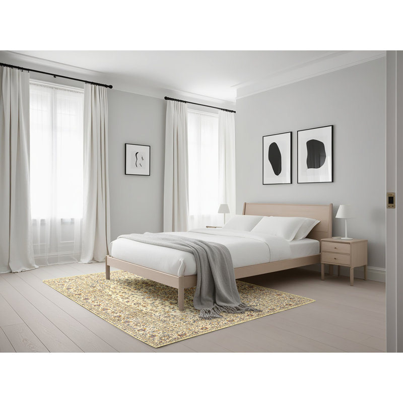 Tapis beige/noir traditionnel Attah, Rectangle 5 pi x 7 pi