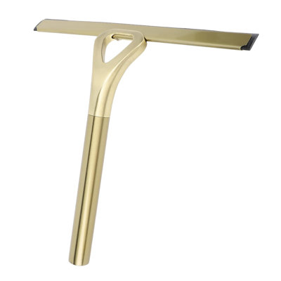 Shower Squeegee Stainless Steel Glass Wiper with Suction Cup Hook Supplies Gold