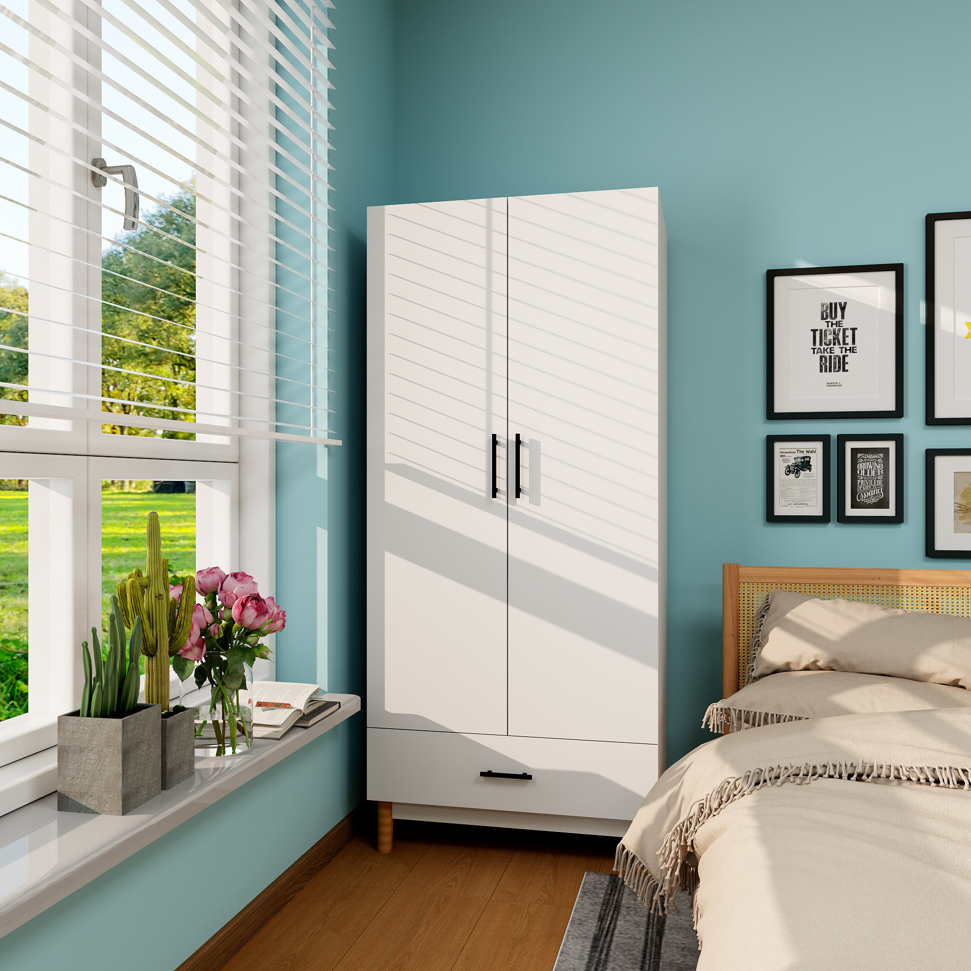 Latitude Run 2 Doors White Manufactured Wooden Wardrobe Armoire Closet 32 W Wayfair Canada