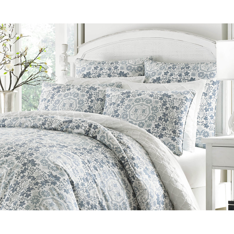 Caldecott Blue Cotton Sateen Full/Queen Duvet Cover Set