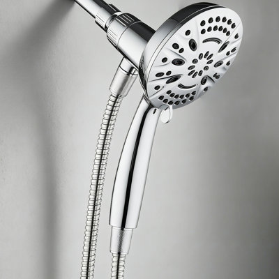8-Setting Handheld Shower Head, 5 Inch Face, Magnetic Docking System, 72 Inch Stainless Steel Hose