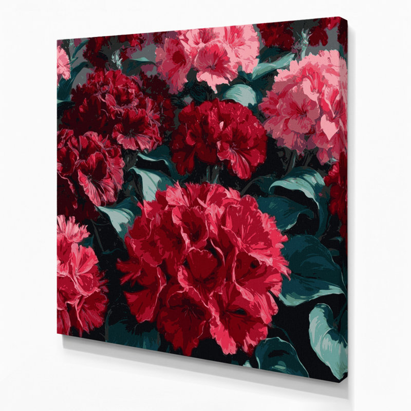 «Botanical Geraniums», art mural sur toile noire, H 16 po x l 16 po