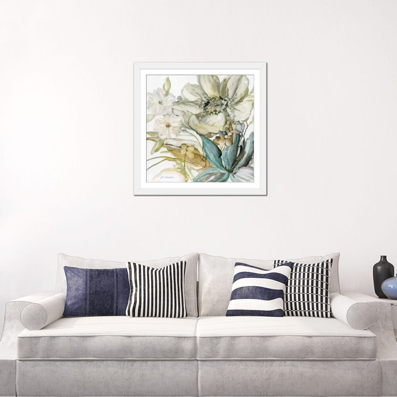 «Seaglass Garden II» par Elizabeth Franklin - reproduction d'art, H 24 po x l 24 po x P 1 po, Cadre blanc