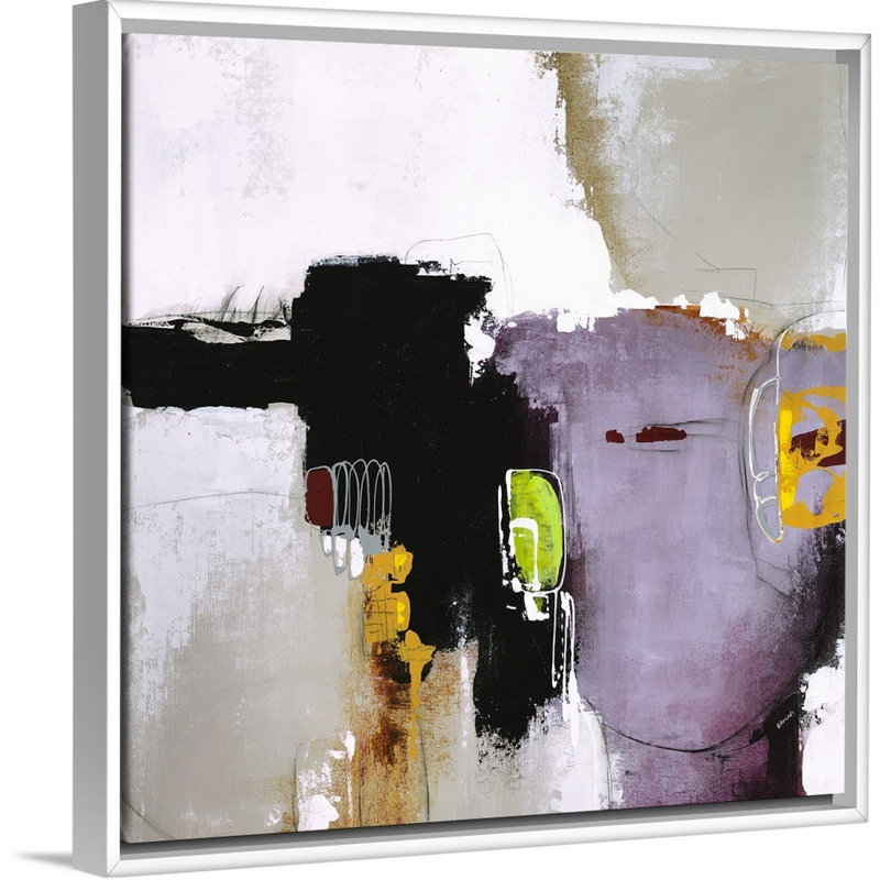 « ravi of trouble », peinture sur toile, H 21,7 po x l 21,7 po x P 1,75 po, Cadre flottant blanc