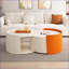 Table basse extensible en MDF blanc et orange peu encombrante, sans assemblage pour les petits espaces