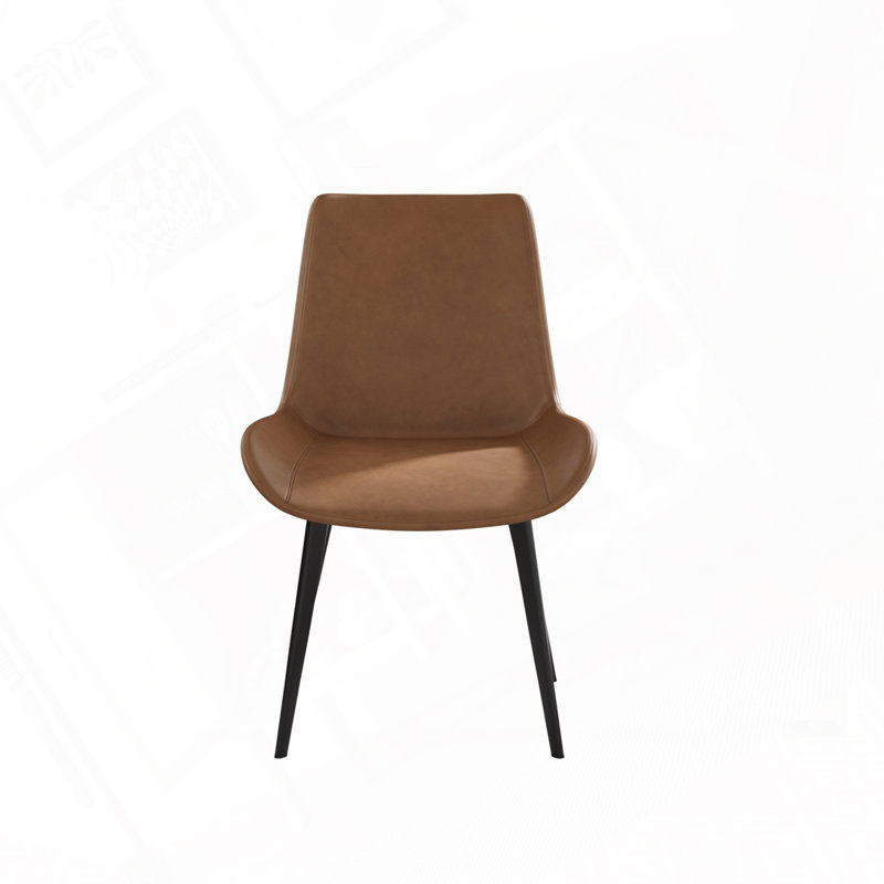 Angiens 19.69'' H Faux Leather Upholstered Metal Side Chair, Brown, 2
